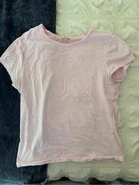 Free People Pink and White Striped Tee